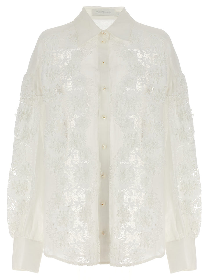 Halliday Lace Flower Shirt, Blouse White