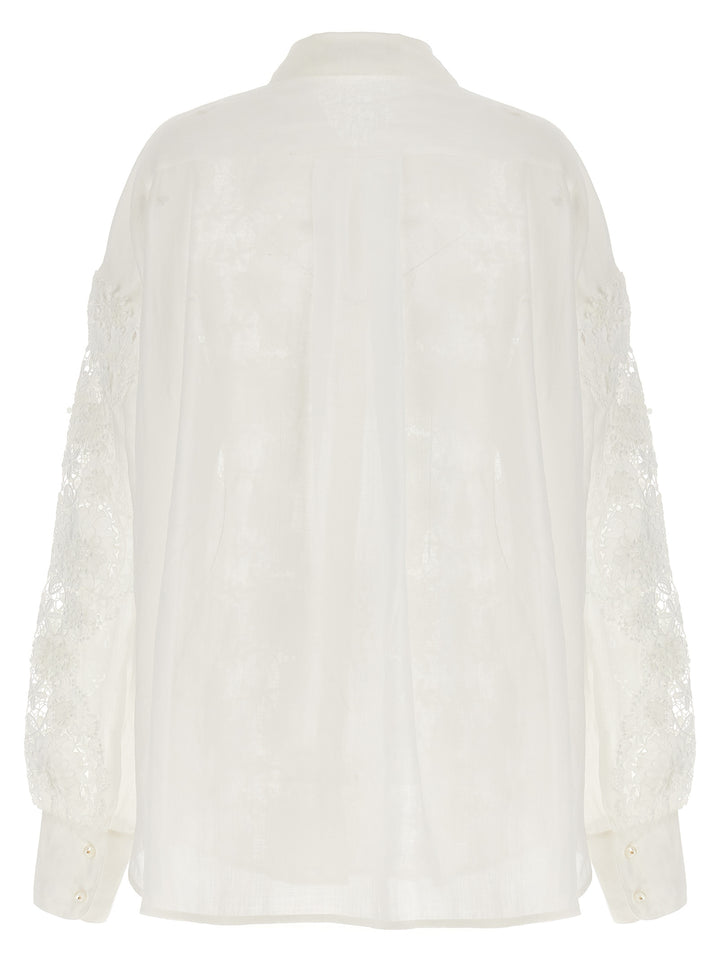 Halliday Lace Flower Shirt, Blouse White