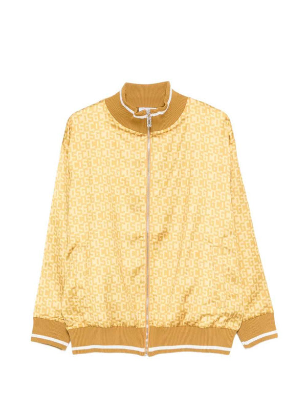 Bomber Jacket With Logo Print And Zip Closure