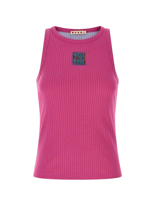 Ribbed Tank Top With Applique