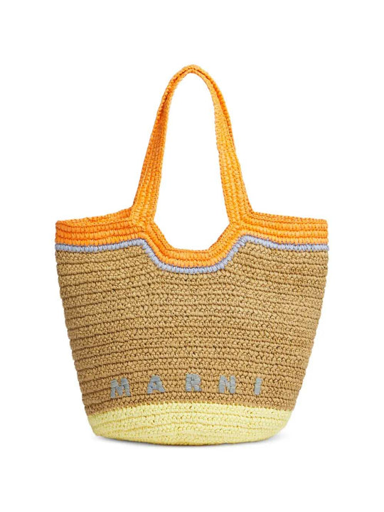 Raffia Logo Shoulder Bag