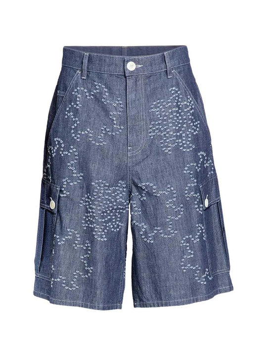 Embroidered Denim Shorts