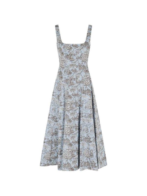 Wells Square-Neck Midi Dress