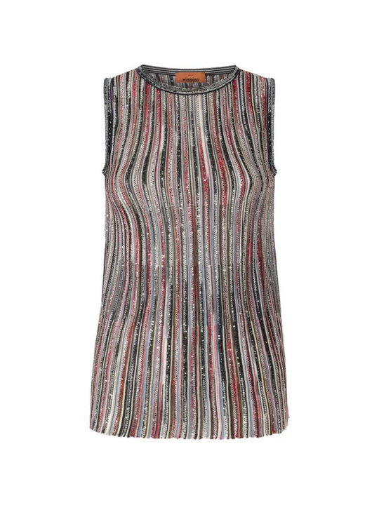 Striped Top Decorated With Sequins