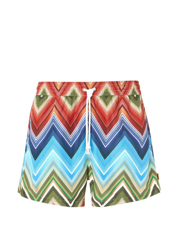 Swim Shorts With Zigzag Print