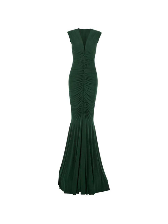 Evening Dress With V-Neck And Ruffles