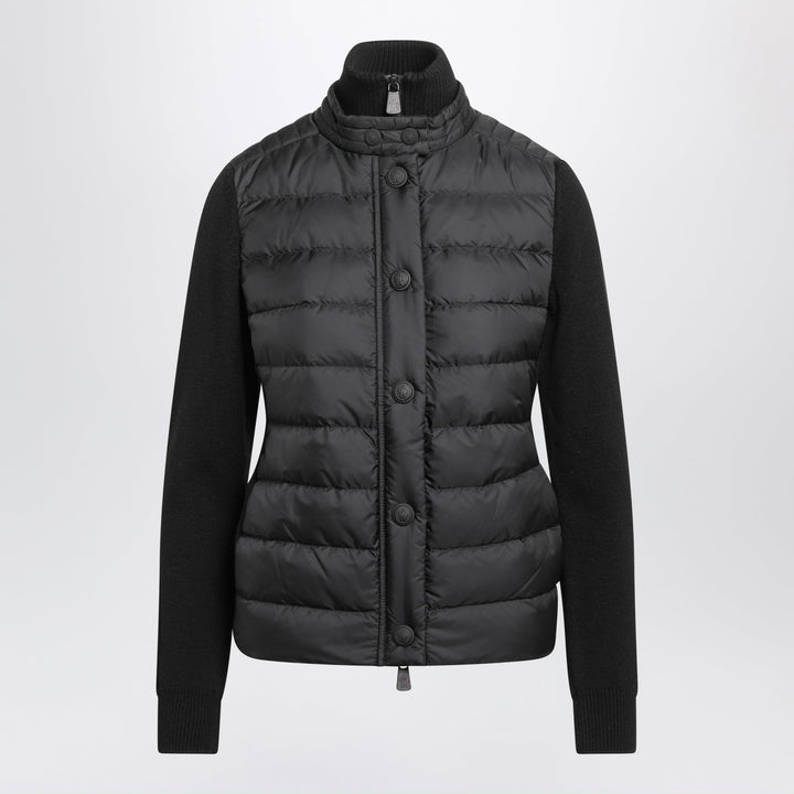 Moncler Grenoble Padded Black Cardigan In A Wool Blend
