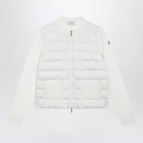 White Padded Zip-Up Cardigan