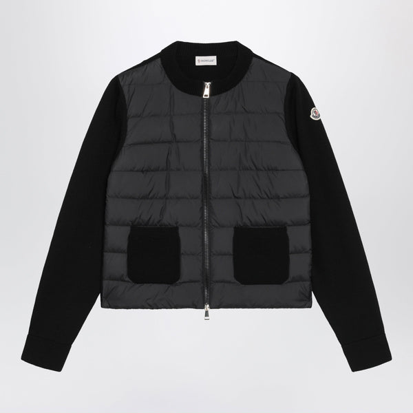 Black Padded Zip-Up Cardigan