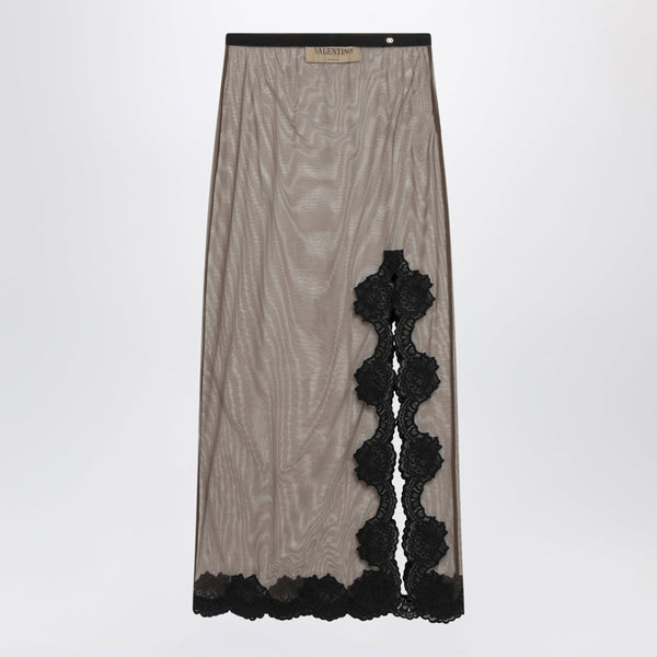 Long Olive Green Transparent Tulle Skirt