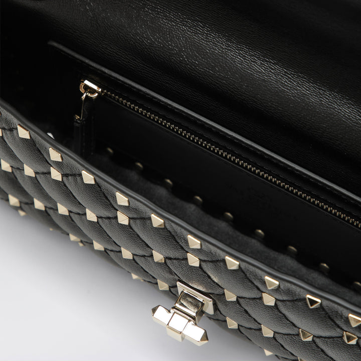 Valentino Garavani Black Rockstud Spike Leather Bag
