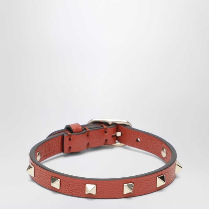 Valentino Garavani Poppy Red Rockstud Leather Bracelet