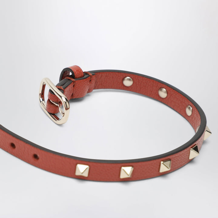 Valentino Garavani Poppy Red Rockstud Leather Bracelet