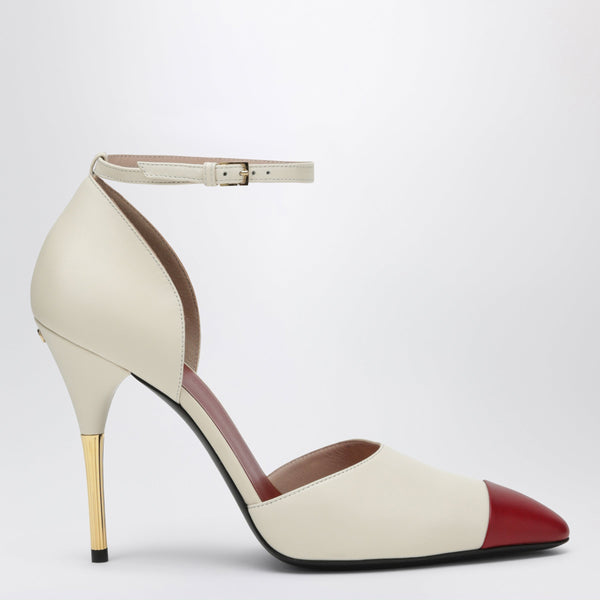 Butter White/Red Sinead Pumps In Goatskin