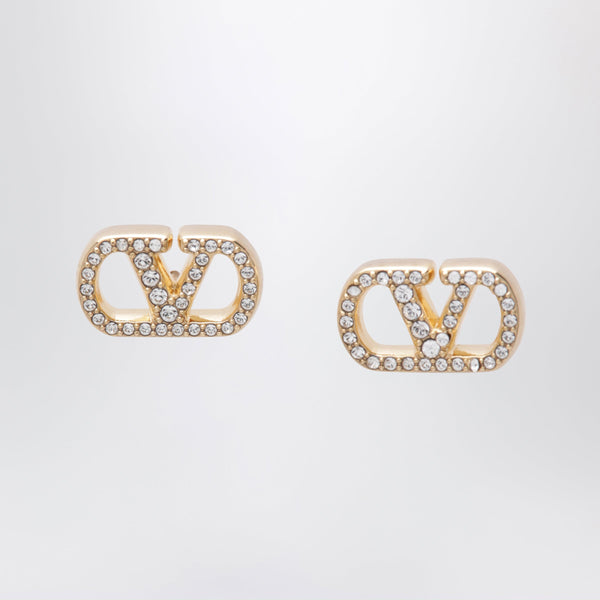 Gold-Tone V Logo Signature Earrings With Swarovski Crystals