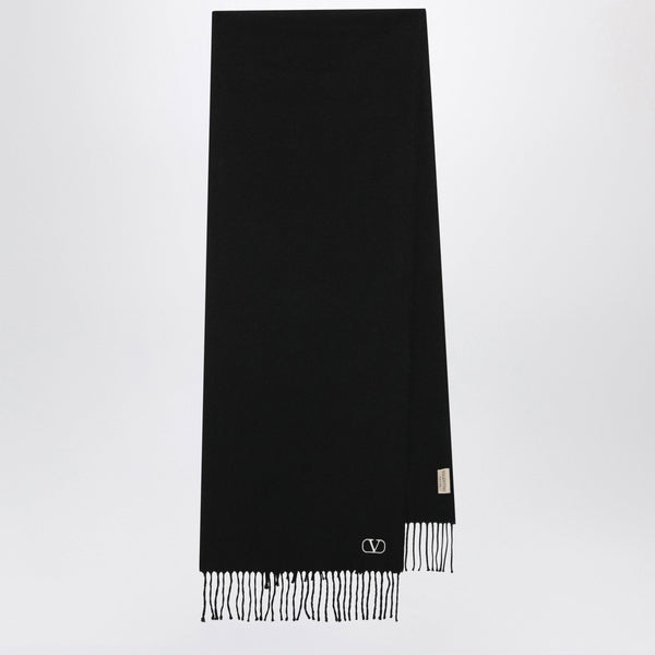 Black Scarf With V Logo Embroidery