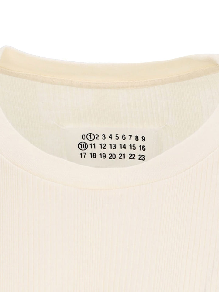 With Ribbed Fabric T-Shirt White