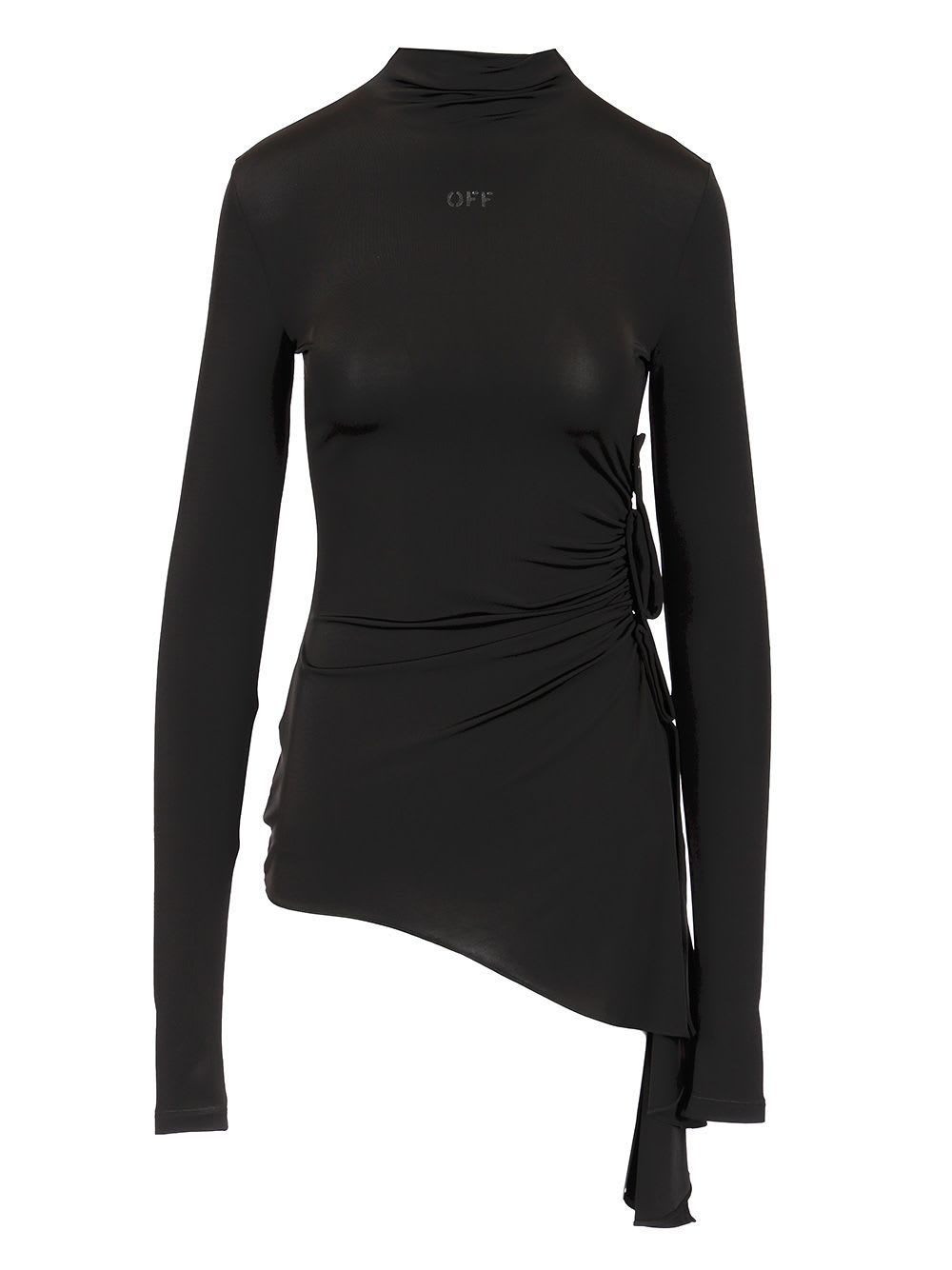 Long Sleeve Draped Top Tops Black
