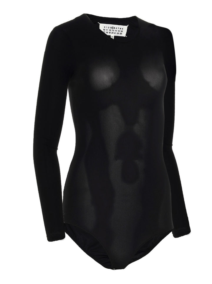 Maison Margiela Long Sleeves Crew Neck Bodysuit Tops - Black | 61282ab379e7baedd104b29d0c44d8e0fbaf62e9