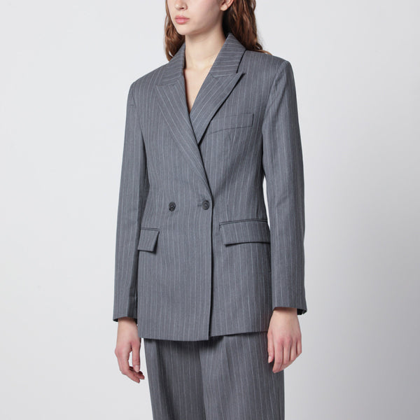 Tiphaine Blazer In Light Grey Pinstripe Fabric