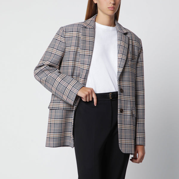 Single-Breasted Check Blazer