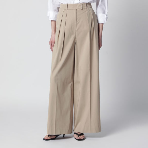 Pantalones Beige Lou con Pliegues