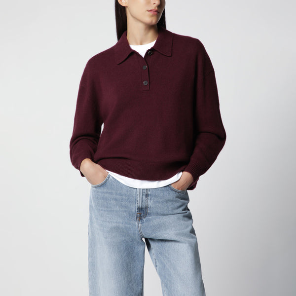 Burgundy Cashmere Polo Sweater