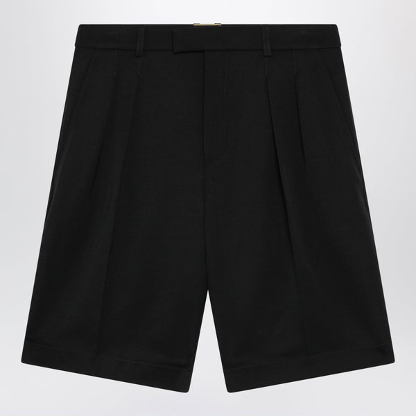 Tailored Black Wool Bermuda Shorts