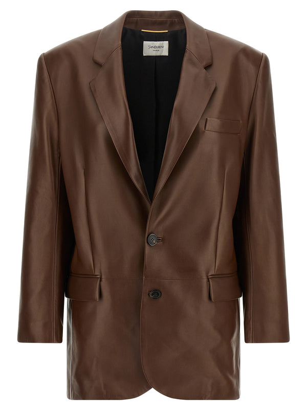Leather Blazer Blazers Brown