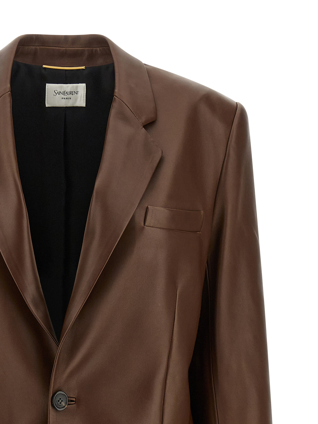 Saint Laurent Leather Blazer BlazerS - Brown | b781845ff7397e479e5ed06d327d0709bfc27fc3