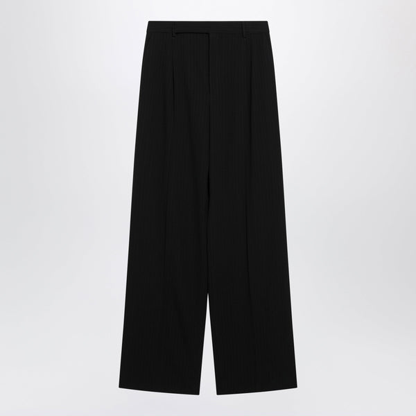 Black Tailored Trousers With Pinstripe Pattern