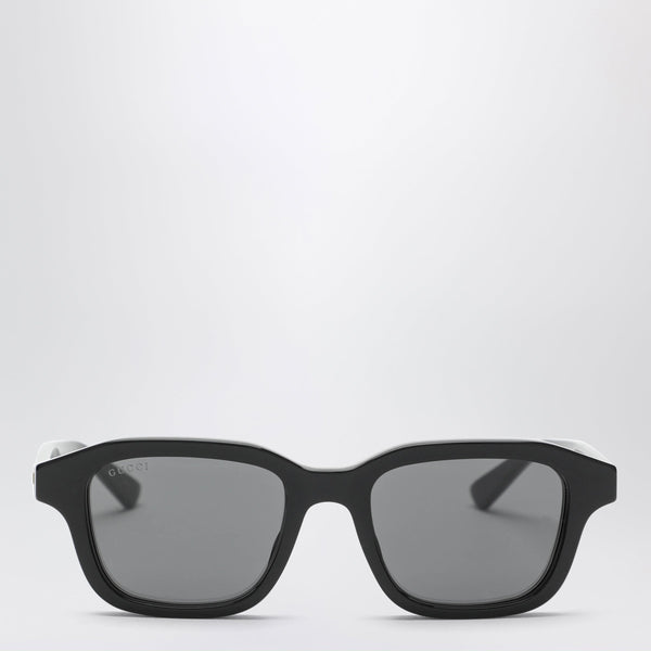 Black/Blue Acetate Rectangular Sunglasses