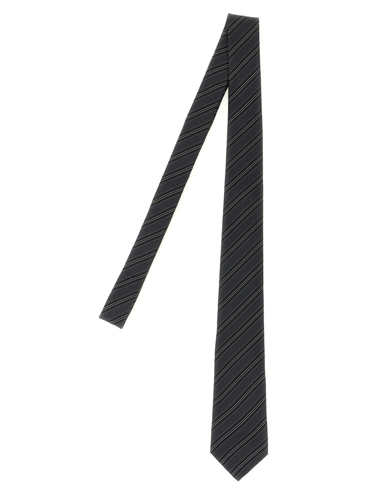 Saint Laurent Striped Tie Ties and Papillon - Gray | f40608967d7cdced06b03785359616446a1f525d