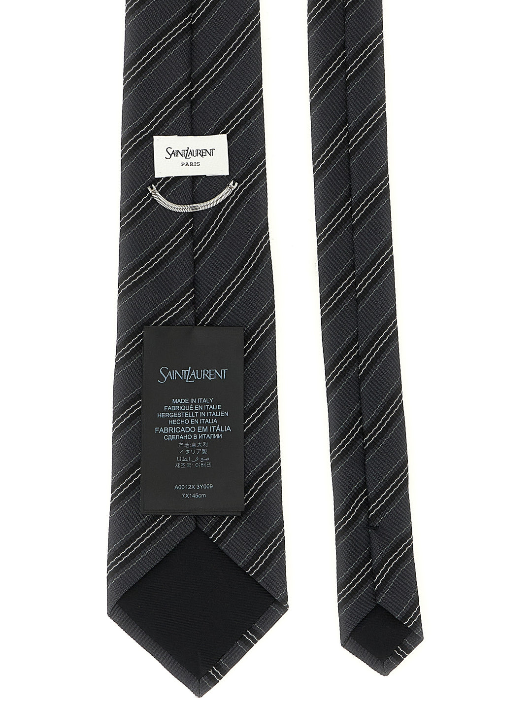Saint Laurent Striped Tie Ties and Papillon - Gray | d3e55ccd3cba25e280f73818f837cba789cfbdca