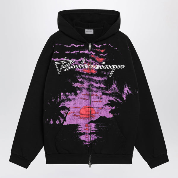 Zip-Up Hoodie Dream Surfer In Cotton Fleece Black