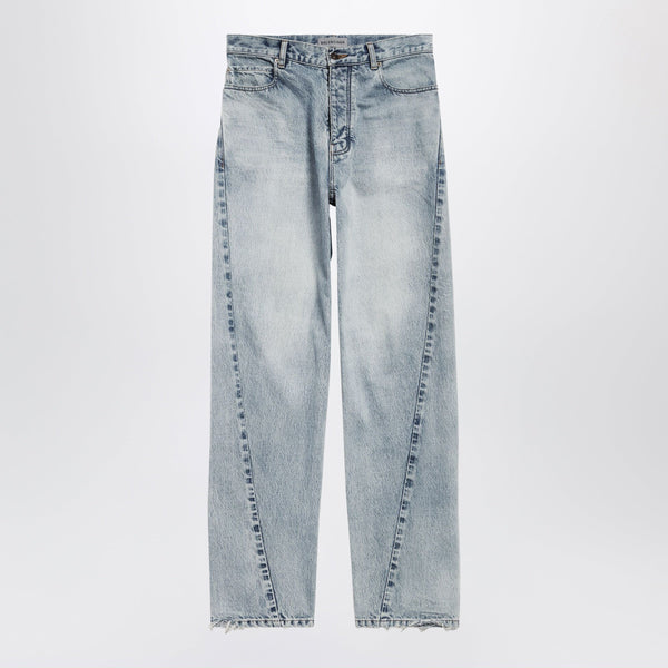 Twisted-Seam Jeans In Faded Light Blue Denim