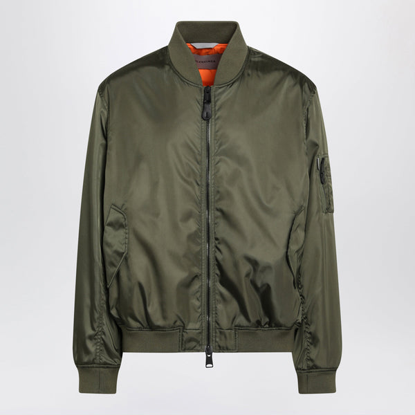 Khaki Green Nylon Zip-Up Jacket