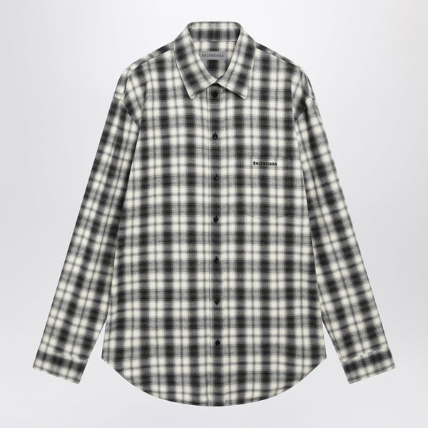 Regular-Fit Checked Cotton Flannel Shirt In White/Black