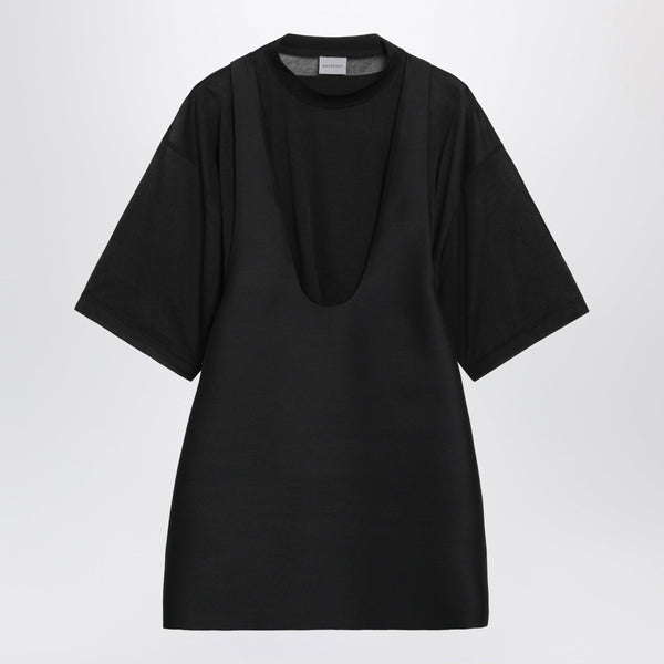 Black Wool And Silk Mini Dress