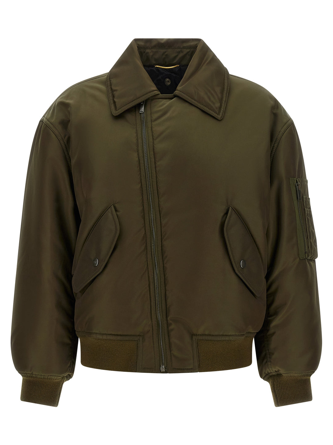 Saint Laurent Removable Shearling Neck Bomber Jacket Puffer Jackets - Green | 1cbf7f7e4ae180d89005317981c752f907a89703