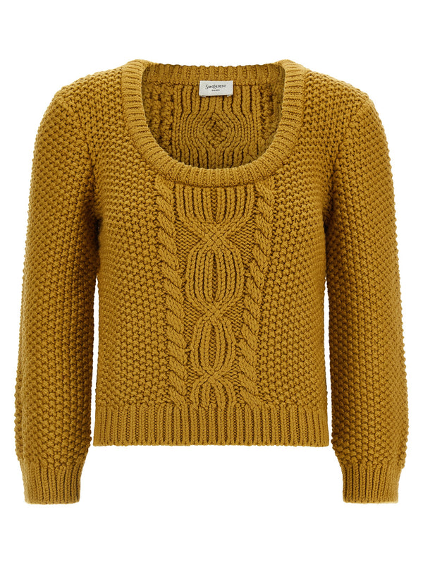 Knit With 3/4 Sleeves Sweaters And Cardigans Yellow