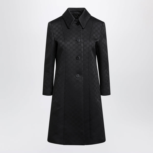 Black Gg Jacquard Viscose Coat