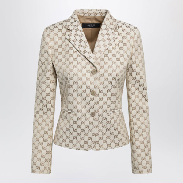 Fitted Jacket In New Sand Gg Cotton