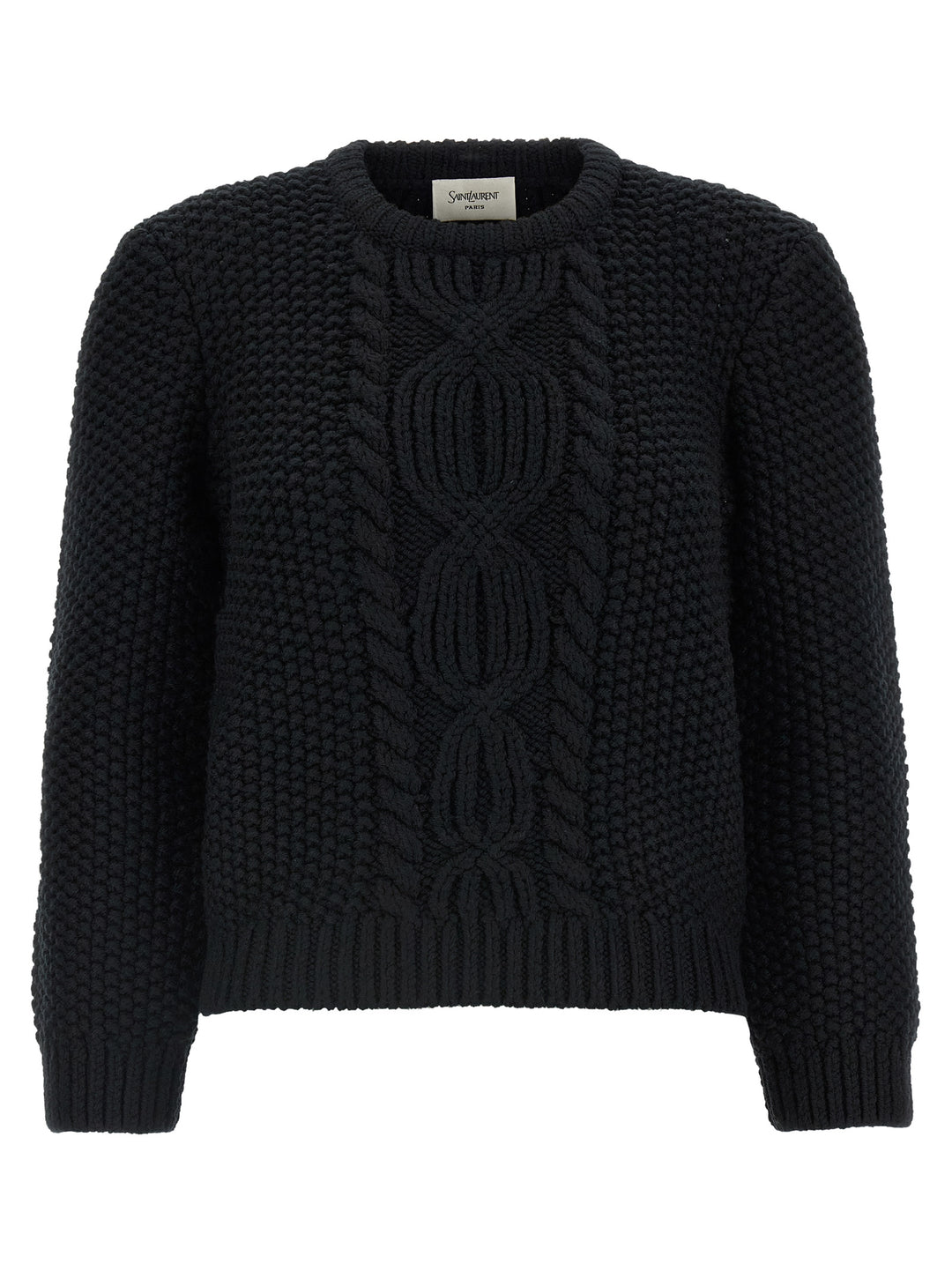 Saint Laurent Wool Sweater With Processing Sweaters and Cardigans - Black | 0b85c8ede28cea29def0c866af402b108ee8b277
