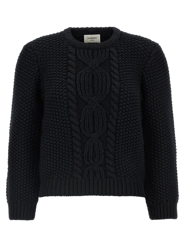 Wool Sweater With Processing Sweaters And Cardigans Black
