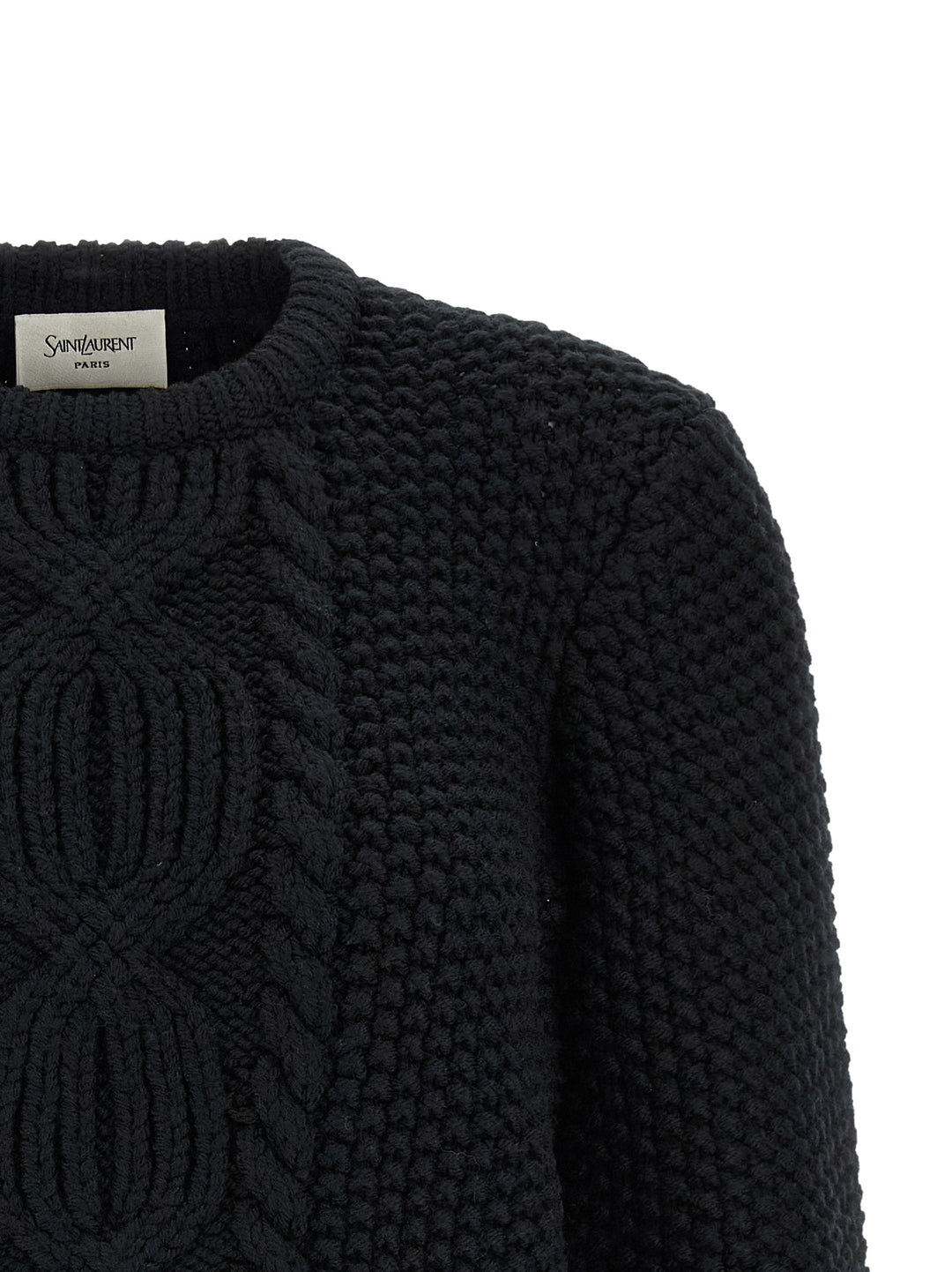 Saint Laurent Wool Sweater With Processing Sweaters and Cardigans - Black | 2d5872164fbbca9e0124304fe06bf9b9aa09d5c5