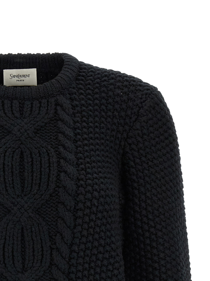 Saint Laurent Wool Sweater With Processing Sweaters and Cardigans - Black | 2d5872164fbbca9e0124304fe06bf9b9aa09d5c5