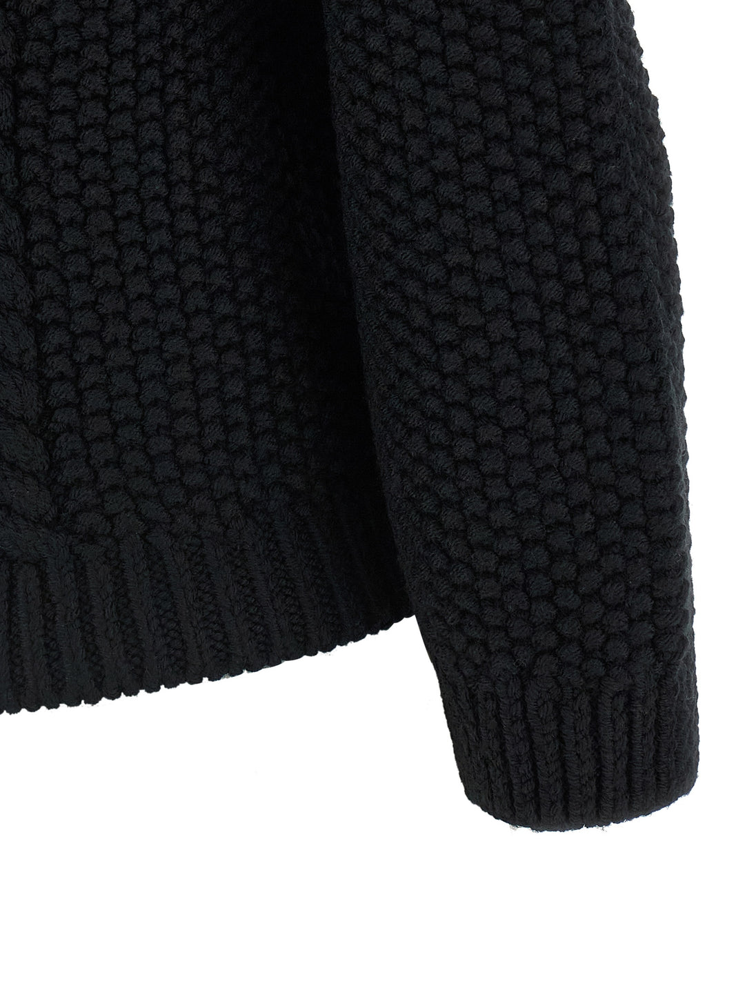 Saint Laurent Wool Sweater With Processing Sweaters and Cardigans - Black | b28d11aba861bd55db9b892f32bebfc3848e723d