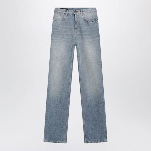 Bleached Stone-Washed Denim Trousers