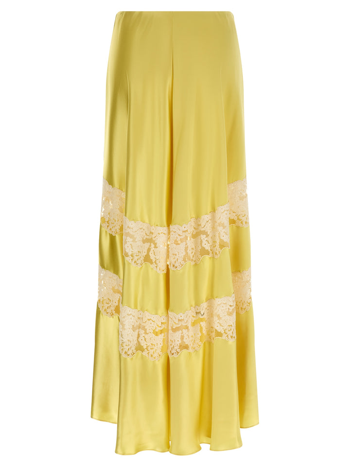 Alberta Ferretti Lace Insert Skirt Skirts - Yellow | 87294f80d9e44cfca76e2d03643a856ceeb495d3